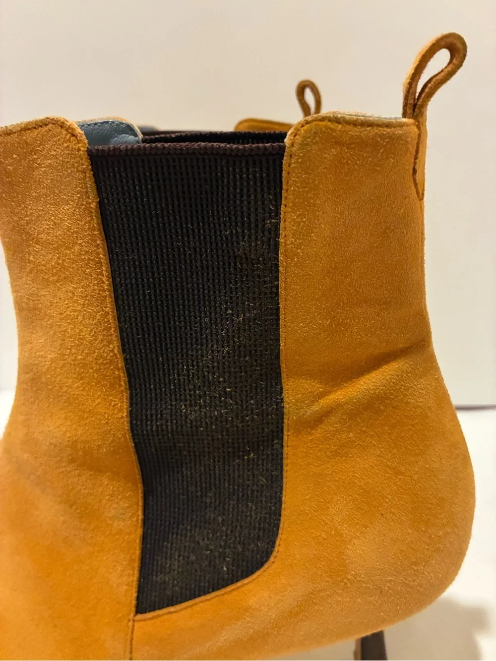 Lambertson Truex  suede pointed toe heeled ankle boots.  Stretch panels. Sz 39